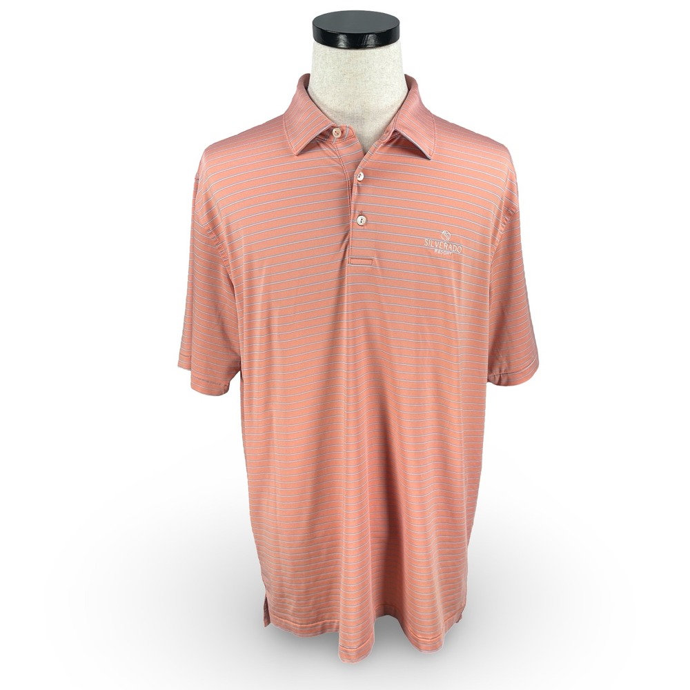 Peter Millar Summer Comfort Polo Shirt Mens XL Orange Stripe Silverado Resort